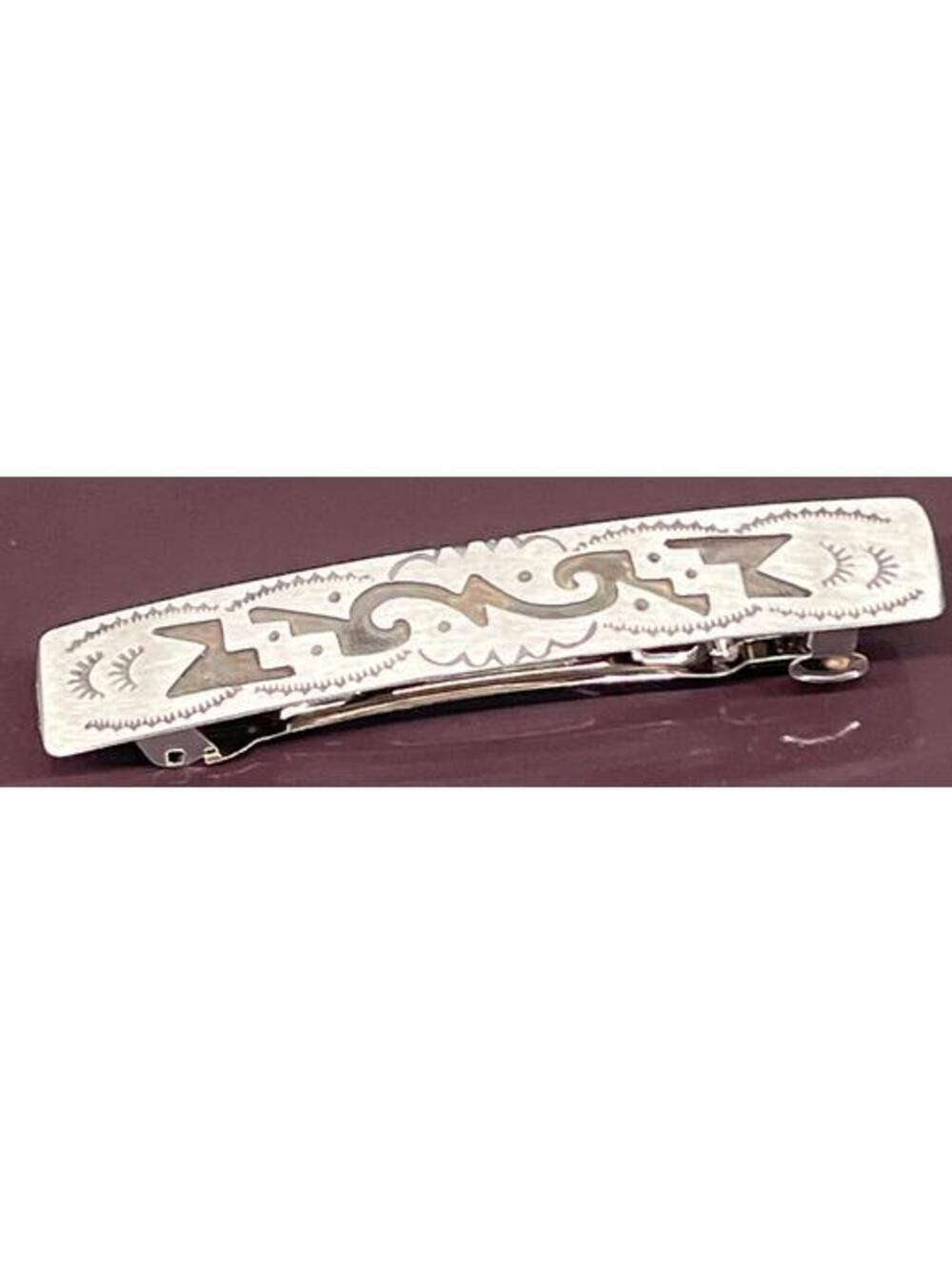 Native American Navajo handmade sterling silver design traditional hair barrette